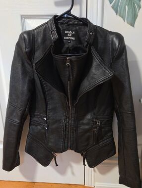 Women's Black Leather Moto Jacket